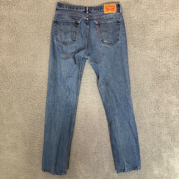 Levi's 505 Regular Fit Straight Leg Mens Jeans Blue Size 34 X 36 Denim - Picture 2 of 5